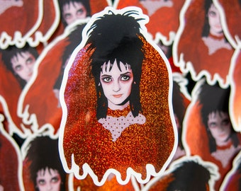 Lydia Deetz Glitter Sticker, Beetlejuice Sticker - Sparkly Sticker - Halloween Sticker - Spooky Sticker (3" x 2")