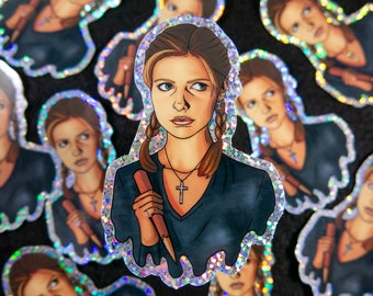 Buffy the Vampire Slayer Sticker, Buffy Summers Sticker, Glitter Sticker - Halloween Sticker - 90s Stickers (1.98" x 3")