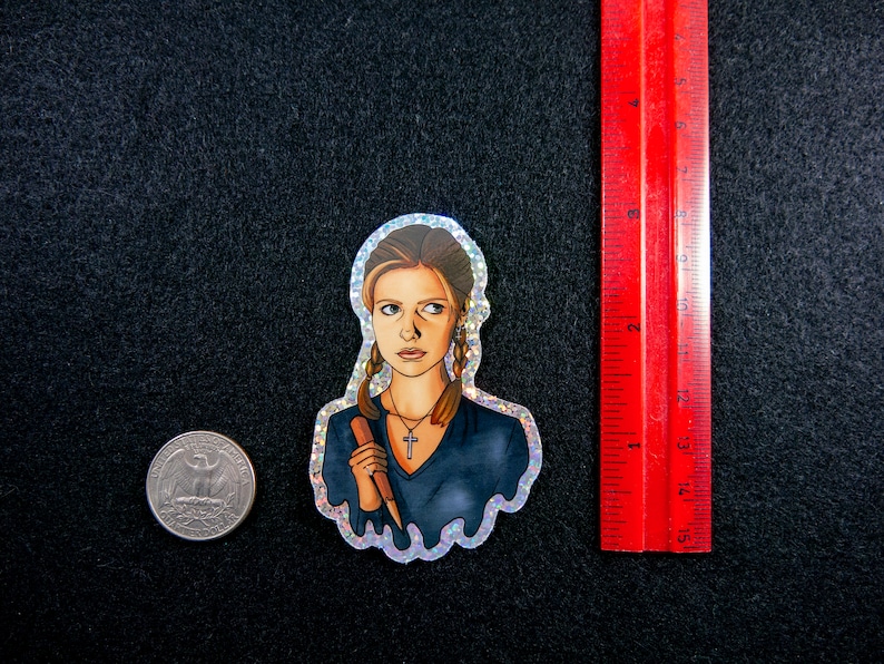 Buffy the Vampire Slayer Sticker, Buffy Summers Sticker, Glitter Sticker Halloween Sticker 90s Stickers 1.98 x 3 image 7