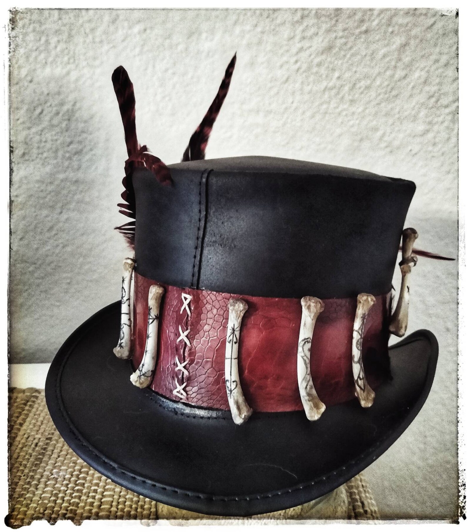 CUSTOM Leather Voodoo Top Hat Leather Etsy UK