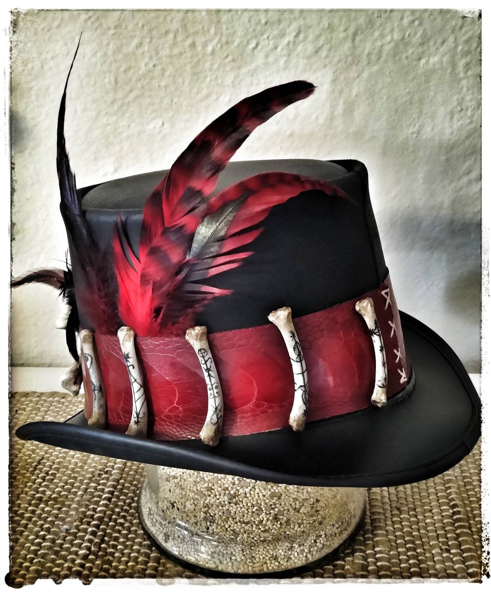 CUSTOM Leather Voodoo Top Hat Leather Etsy UK