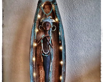 OOAK Yemayá, Yemoja poppet fetish Lighted Boat Shrine