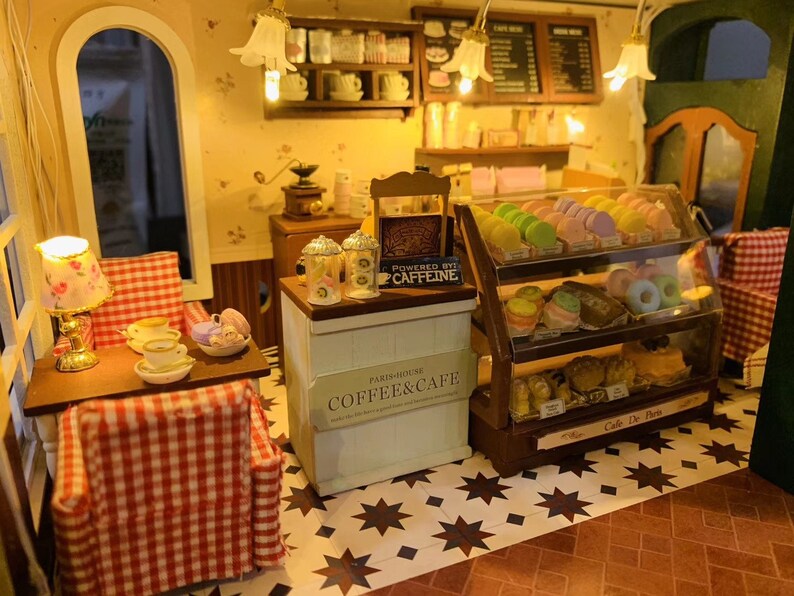 Miniature Paris Coffee Cake Shop DIY Dollhouse Kit Gift Etsy