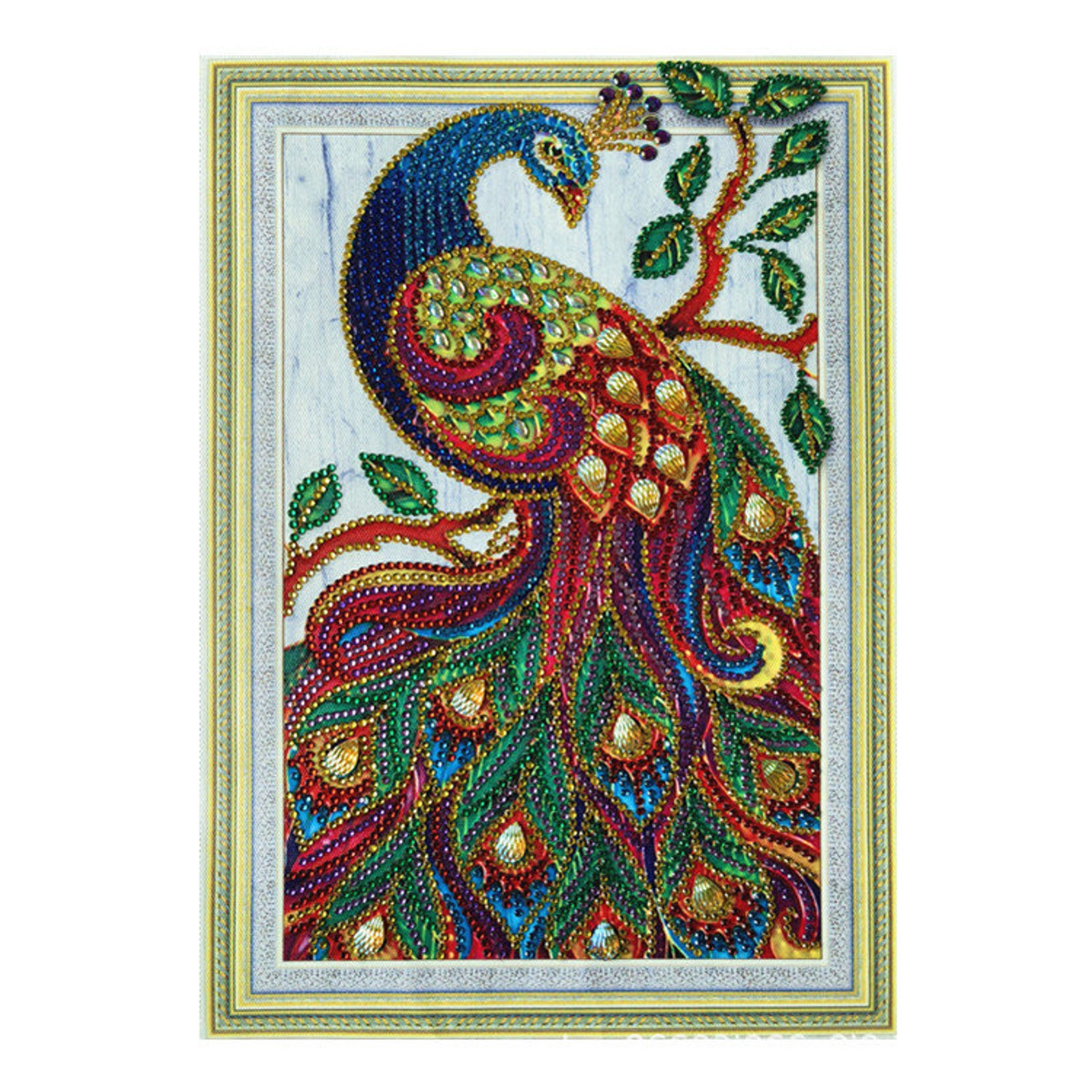 Colorful Peacock Special Shaped Sparkle Drills Diamond Mosaic Etsy