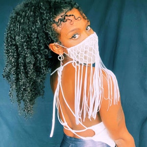 FRINGE with BENEFITS Beige Jacquard face mask