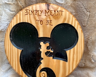Wooden Carved Mickey As Jack Skellington Plaque