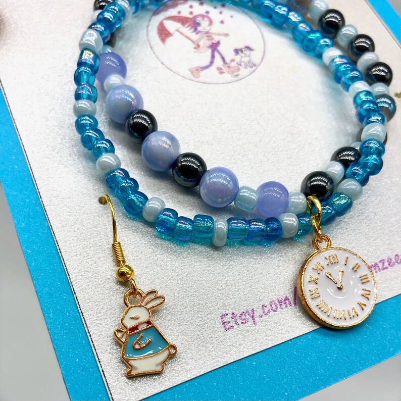 Alice in Wonderland Jewelry Set, Girls Fairytale Jewelry, Kids Bracelet