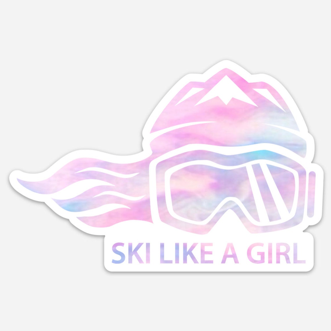 Ski Like A Girl Sticker Cotton Candy Ski Helmet Decal Etsy