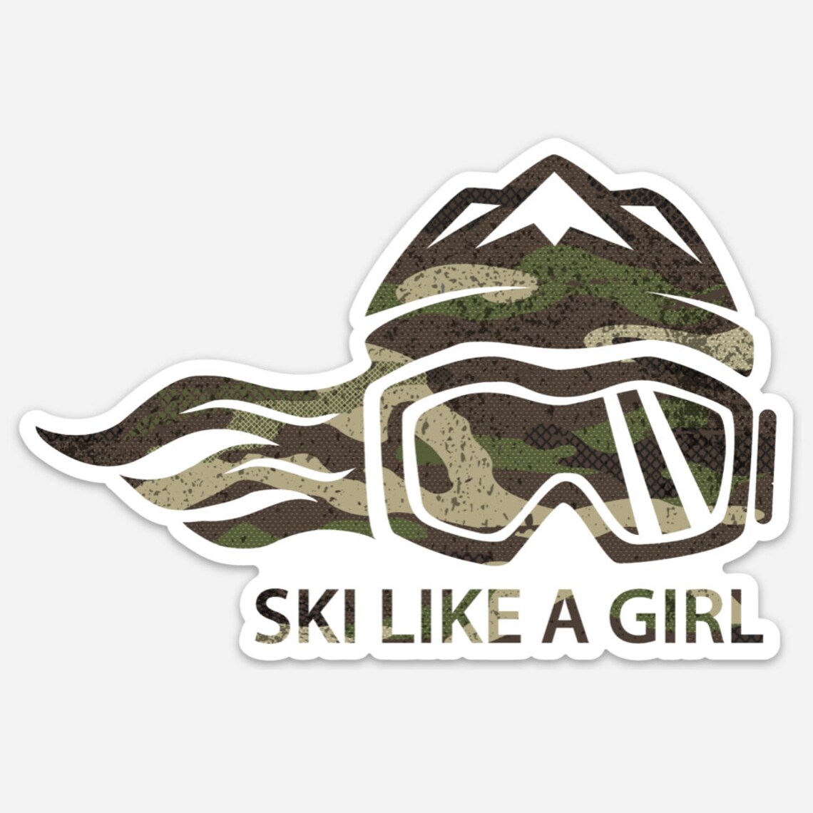 Ski Like A Girl Sticker Green Camo Ski Helmet Decal Girls Etsy