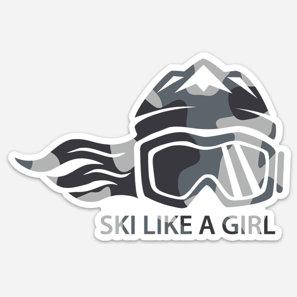 Ski Like A Girl Sticker White Camo Ski Helmet Decal Girls | Etsy