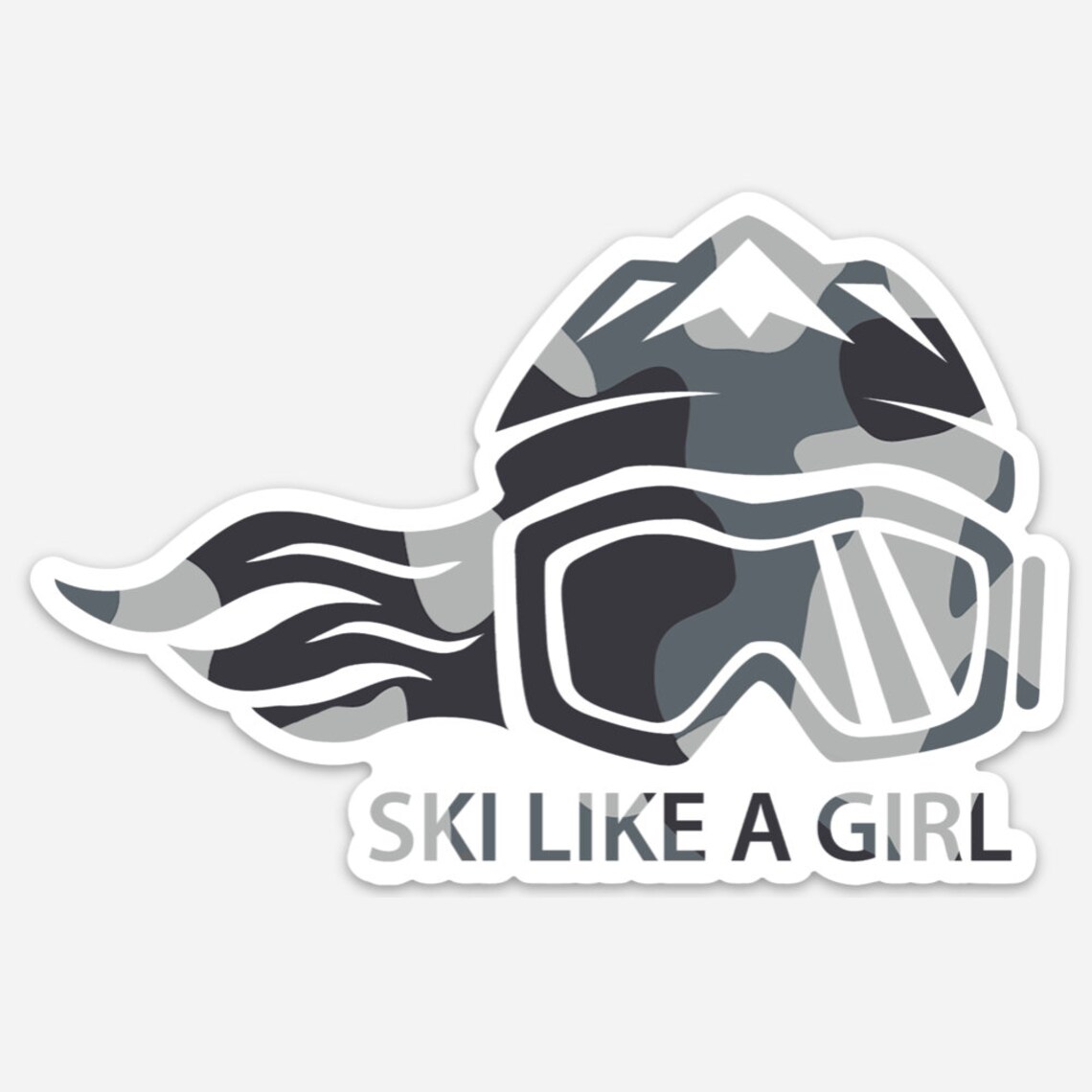 Ski Like A Girl Sticker White Camo Ski Helmet Decal Girls Etsy