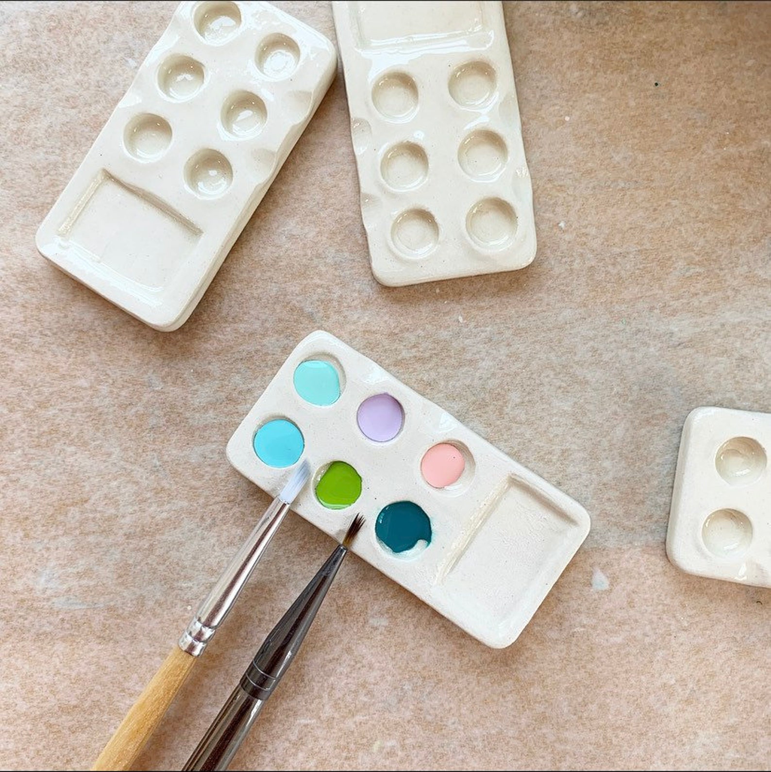 Small Ceramic Paint Palette Watercolor Paint Palette Travel Etsy