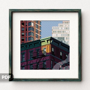 New York Modern Cross Stitch Pattern, Instant PDF Download, NY