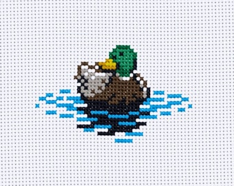 Duck Cross Stitch Pattern, Instant PDF Download, Mallard, Cute