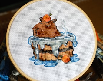 Capybara Cross Stitch Pattern, Instant PDF Download, Cute Animal, Capy
