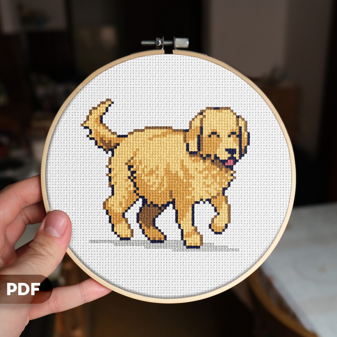 Golden Retriever Cross Stitch Pattern, Instant PDF Download, Dog, Puppy
