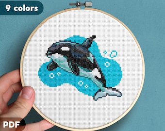 Orca Cross Stitch Pattern, PDF Download, Cute Animal, Killer Whale