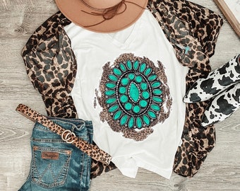 Western Graphic T-Shirt, Turquoise Stone Tee, western wear