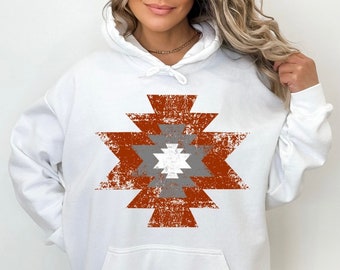 Felpa con cappuccio azteca western da cowgirl