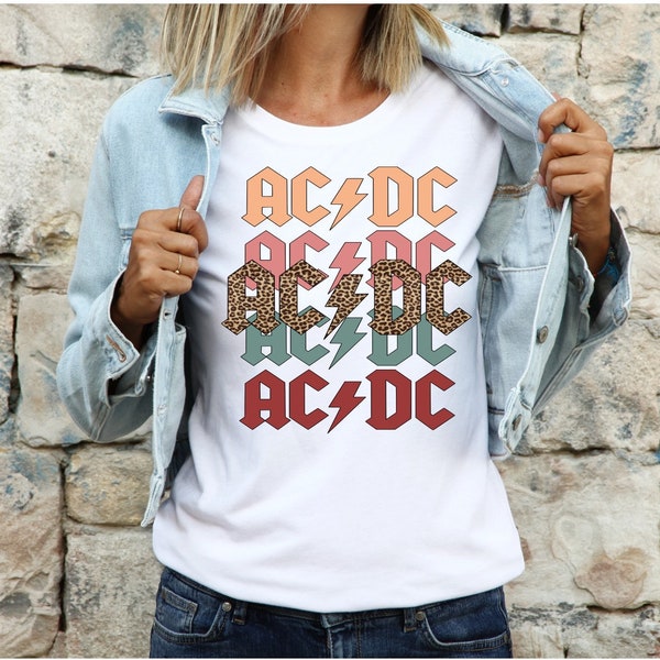 Retro AC/DC, ACDC Leopard Stacked T-shirt, acdc impilato