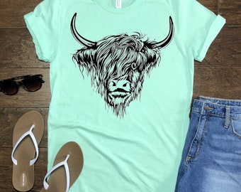 Highland Cow Graphic Unisex T-Shirt, Farm Shirt