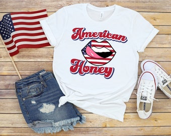 Amerikanischen Honig Grafik T-shirt, retro 4. Juli t-Shirt, Usa, Unabhängigkeit Tag t-Shirt, patriotische t-Shirt, 4. Juli oben, Amerika Shirt