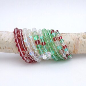 Moonstone Aura Glass Bracelet | Holiday | Christmas | 8 mm or 6 mm beads | iridescent | supports mental health