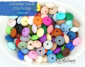 Custom 10 mm Silicone Saucer Bead Pack | 25 bead pack | choose your colours | make your own | non-toxic beads | supports mental health