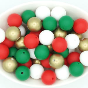 Holiday Shimmer 12 mm or 15 mm Silicone Bead Mix | bulk beads | 25 & 50 bead packs | Christmas | non-toxic beads | supports mental health