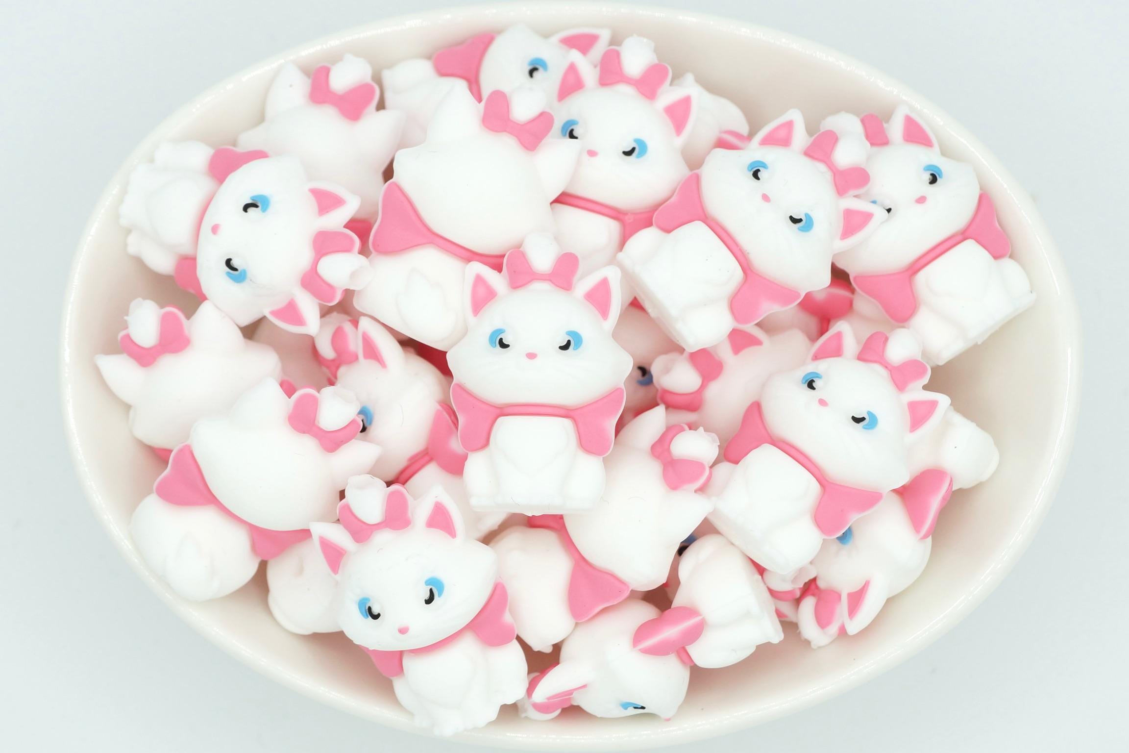 3D Cat *2 & 5 Bead Packs* | Silicone Focal Bead | Character Bead | DIY craft projects | non-toxic and washable beads