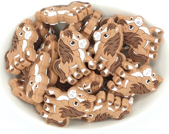 Horse Silicone Focal Beads | *2 & 5 Packs* | Pen, Keychain and Craft Bead