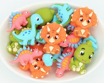 3D Dinosaur Silicone Focal Beads | *2-Packs & Full Sets* | Pen, Keychain and Craft Bead