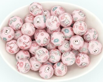 Peace Silicone Print Bead l *5 Bead Pack* | 15 mm