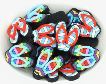 3D Flip Flops Silicone Focal Beads | *2 & 5 Packs* | Pen, Keychain and Craft Bead