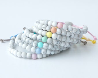 Adjustable Silicone Bracelet (Marble) | 6mm or 9mm Beads| Kids & Adults