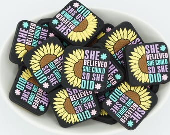 She Believed She Could Silicone Focal Beads | *2 & 5 Packs* | Pen, Keychain and Craft Bead