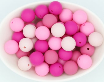 Pink Silicone Bead Mix | 12mm/15mm | 25 & 50 Bead Packs