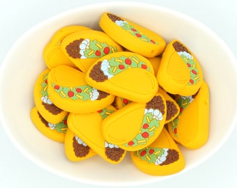 Taco *2 & 5 Bead Packs* | Silicone Focal Bead | Food Bead | DIY craft projects | non-toxic and washable beads