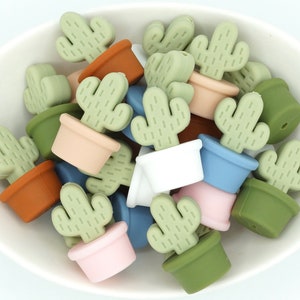 Vaso di cactus *confezioni da 2 e 5 perline* / Perlina focale in silicone / progetti fai da te / perline atossiche e lavabili
