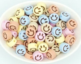 Mini Smile Silicone Focal Beads / *2 e 5 confezioni, mix di perline* / Penna, portachiavi e perline artigianali