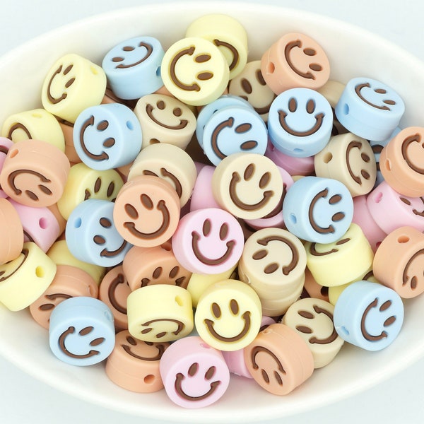 NEW Mini Smile *2 & 5 Bead Packs* | Silicone Focal Bead | Happy Face Bead | DIY craft projects | non-toxic and washable beads
