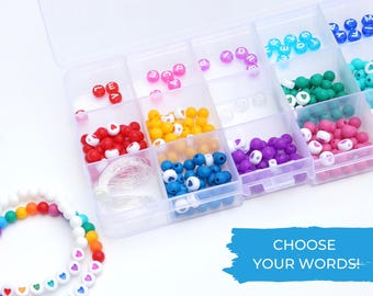Personalized DIY Jewellery Kit | Heart | Silicone Beads with Acrylic Letter Beads