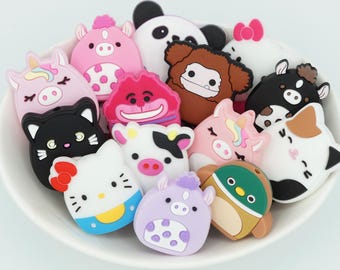 Squish Themed Silicone Bead Mystery Pack | *5 & 10 Packs* | Pen, Keychain and Craft Bead
