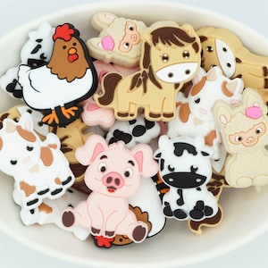 Farm Animals *2 & 5 Bead Packs* | Silicone Focal Bead | Animal Bead | DIY craft projects | non-toxic and washable beads
