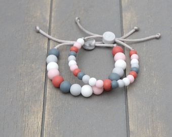 Adjustable Silicone Bracelet (Sweater Weather) | 6mm or 9mm Beads| Kids & Adults