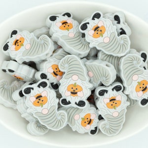 Halloween Gnome *2 & 5 Bead Packs* | Silicone Focal Bead | Fall | Autumn | Pumpkin Gnome | DIY craft projects | non-toxic and washable beads