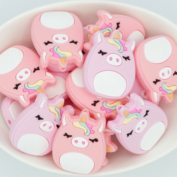 Squish Unicorn *2 & 5 Bead Packs* | Silicone Focal Bead | Animal Bead | DIY craft projects | non-toxic and washable beads