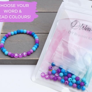 Personalized Silicone DIY Bracelet Kit - Magenta translucent letter beads | make your own jewellery | name bracelet |