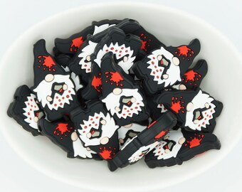 Gnomo con ascia di Halloween *Confezione da 5 perline* / Perlina centrale in silicone / Autunno / Gnomo spaventoso