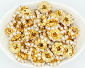 Pearl Metal Spacer Beads | 17mm | 10 Pack | Large Hole | DIY Jewellery & Craft Supplies